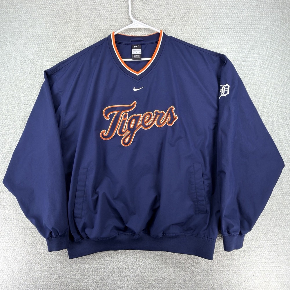 Nike Detroit Tigers Windbreaker Pullover Jacket Mens XL Navy MLB Baseball